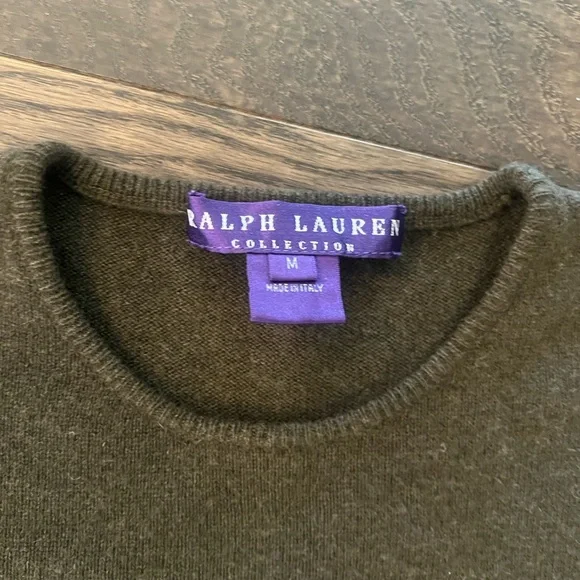 Ralph Lauren Sweater Women's Medium Brown 100% Cashmere Long Sleeve Purple Label - Picture 3 of 7